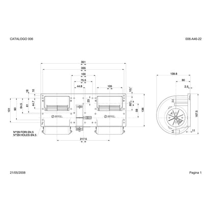 SPAL Dubbele Radiaalventilator 12V, 3 Snelheden | 006-A46-22