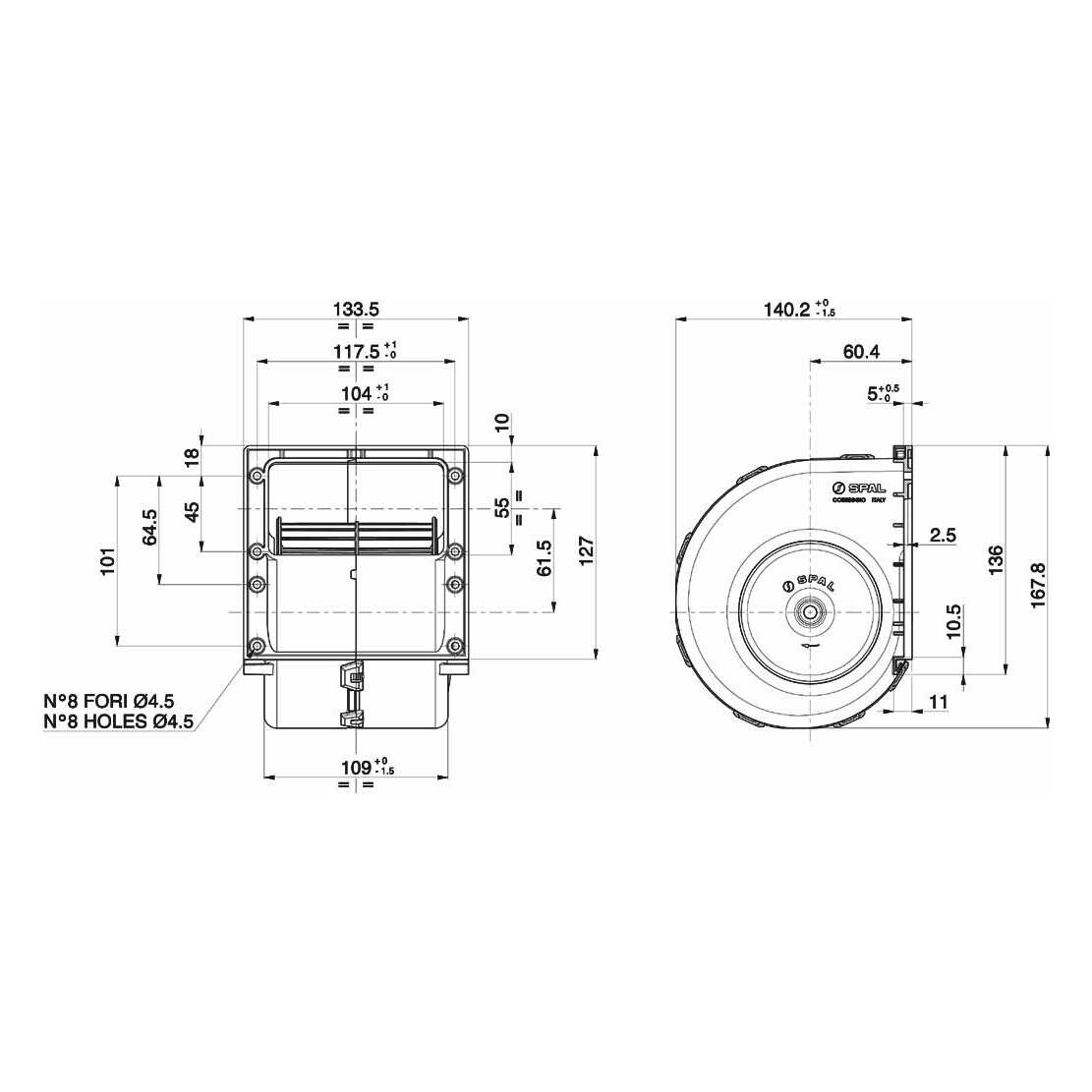 SPAL Enkele Radiaalventilator 24V, 3 Snelheden | 010-B70-74D