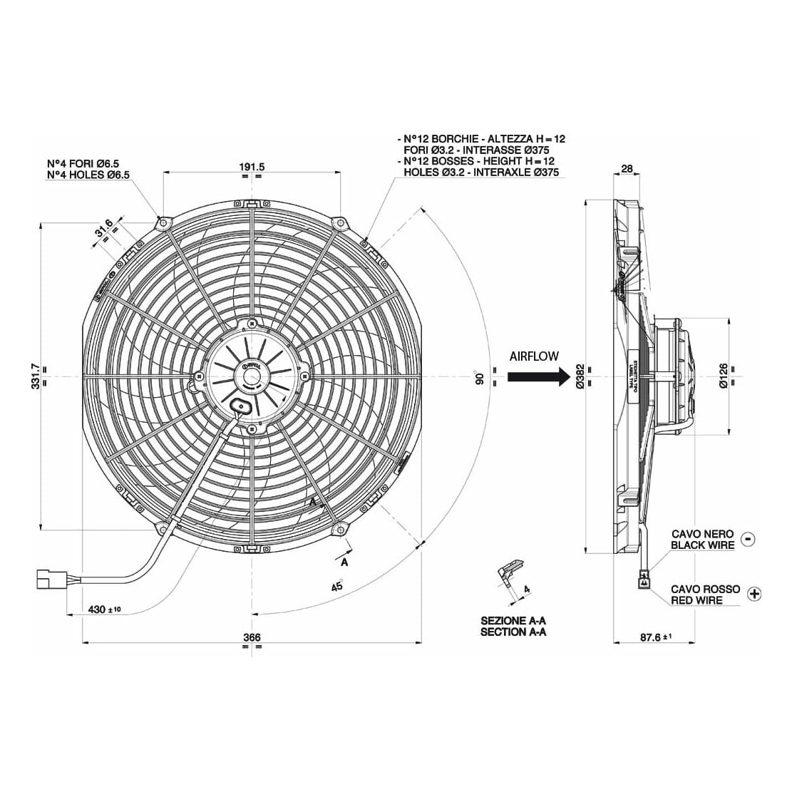 SPAL Ventilator 12V Ø350mm, Blazend | VA08-AP71/LL-53A