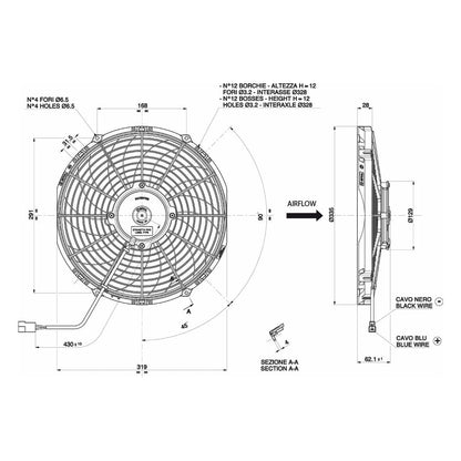 SPAL Ventilator 12V Ø305mm, Zuigend | VA10-AP50/C-61A