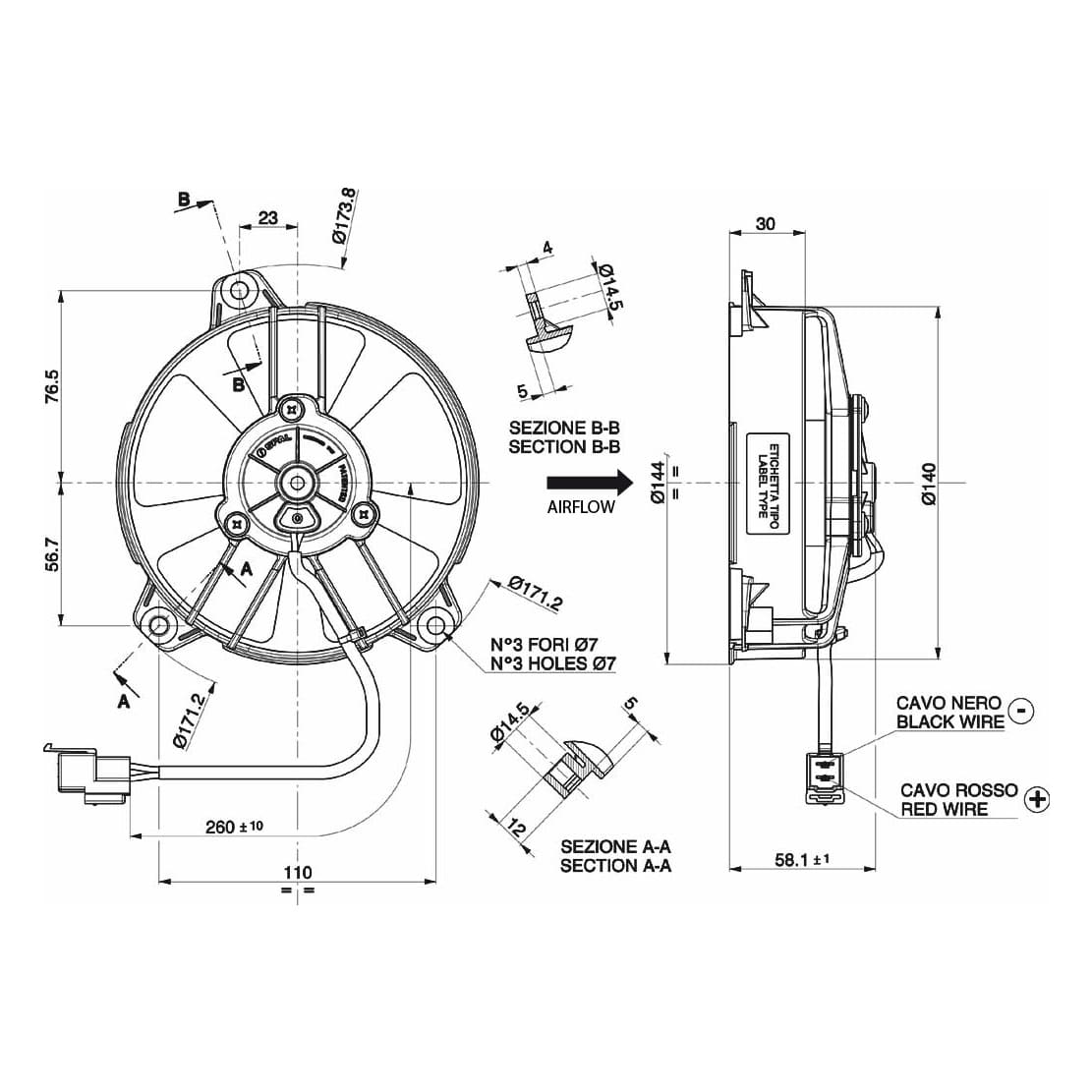 SPAL Ventilator 24V Ø130mm, Zuigend | VA31-B100-46A